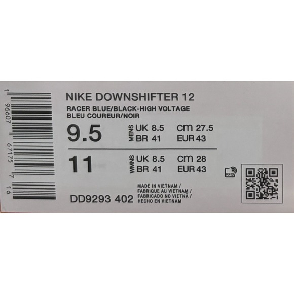 Nike Downshifter 12 Racer Blue Black High Voltage Size 9.5 / 11 DD9293-402 main image 8